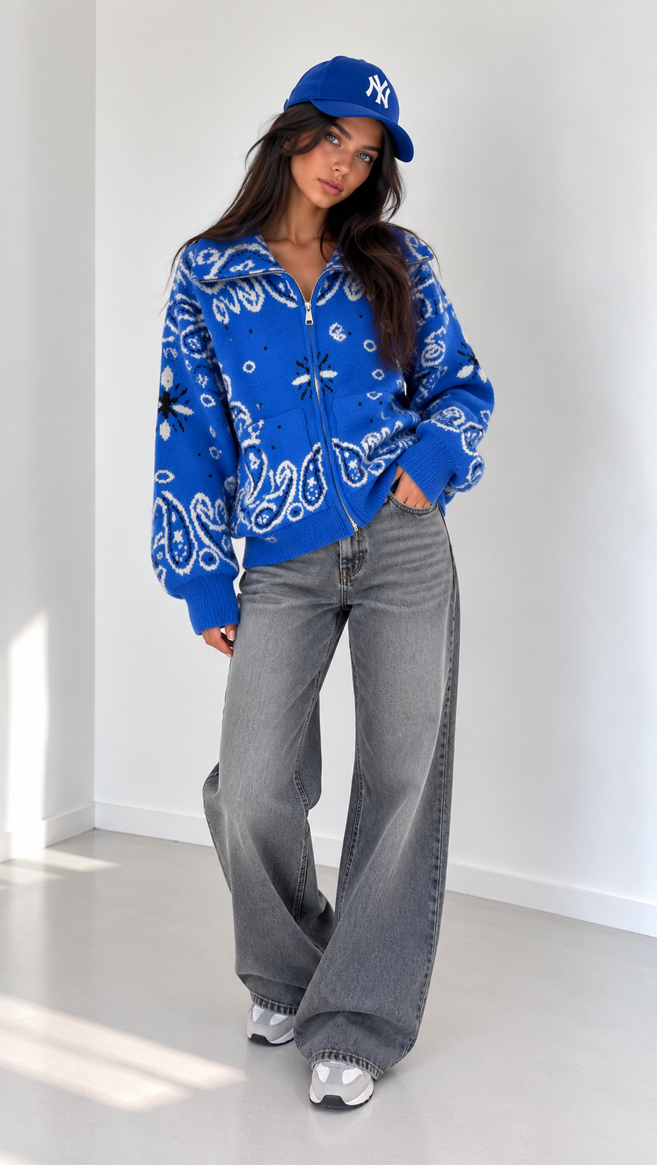 Cardigan bandana bluette