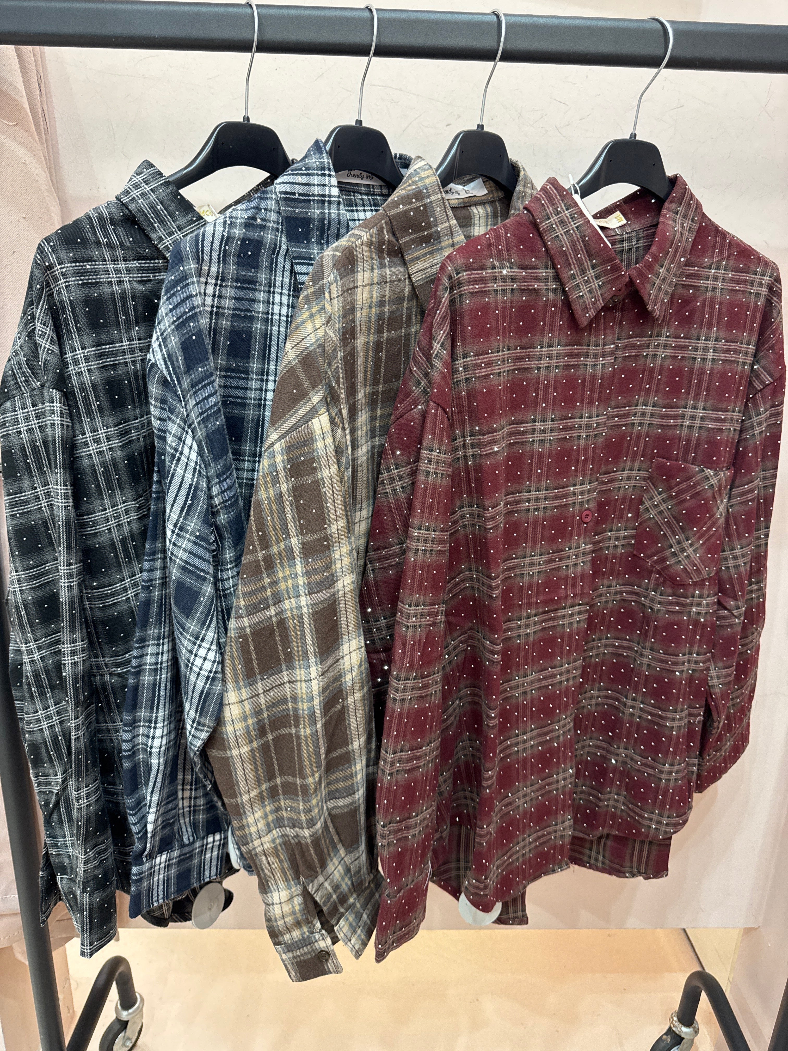 Camicia scozzese con brillantini piccoli