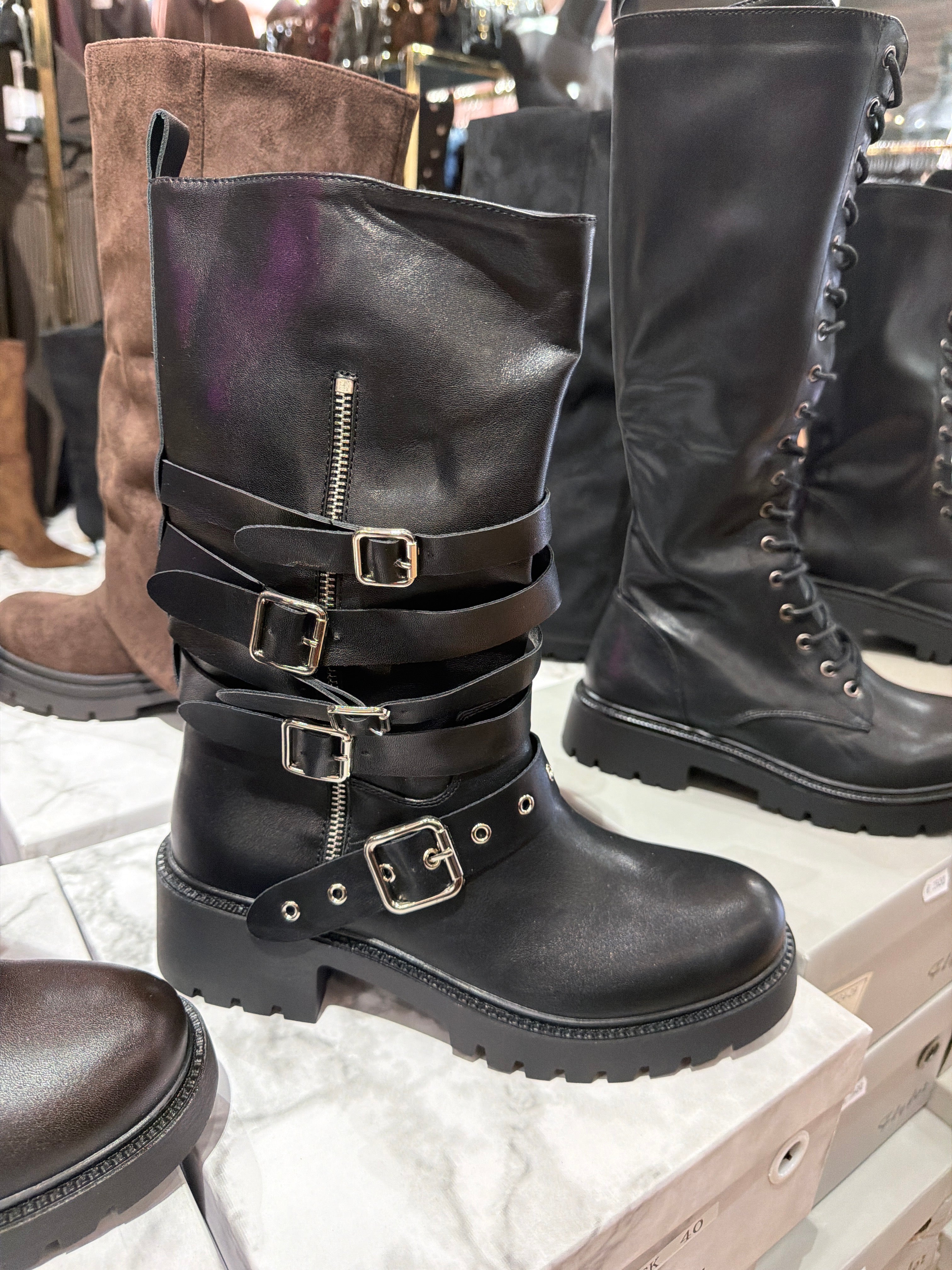 Biker boots nero e cioccolato