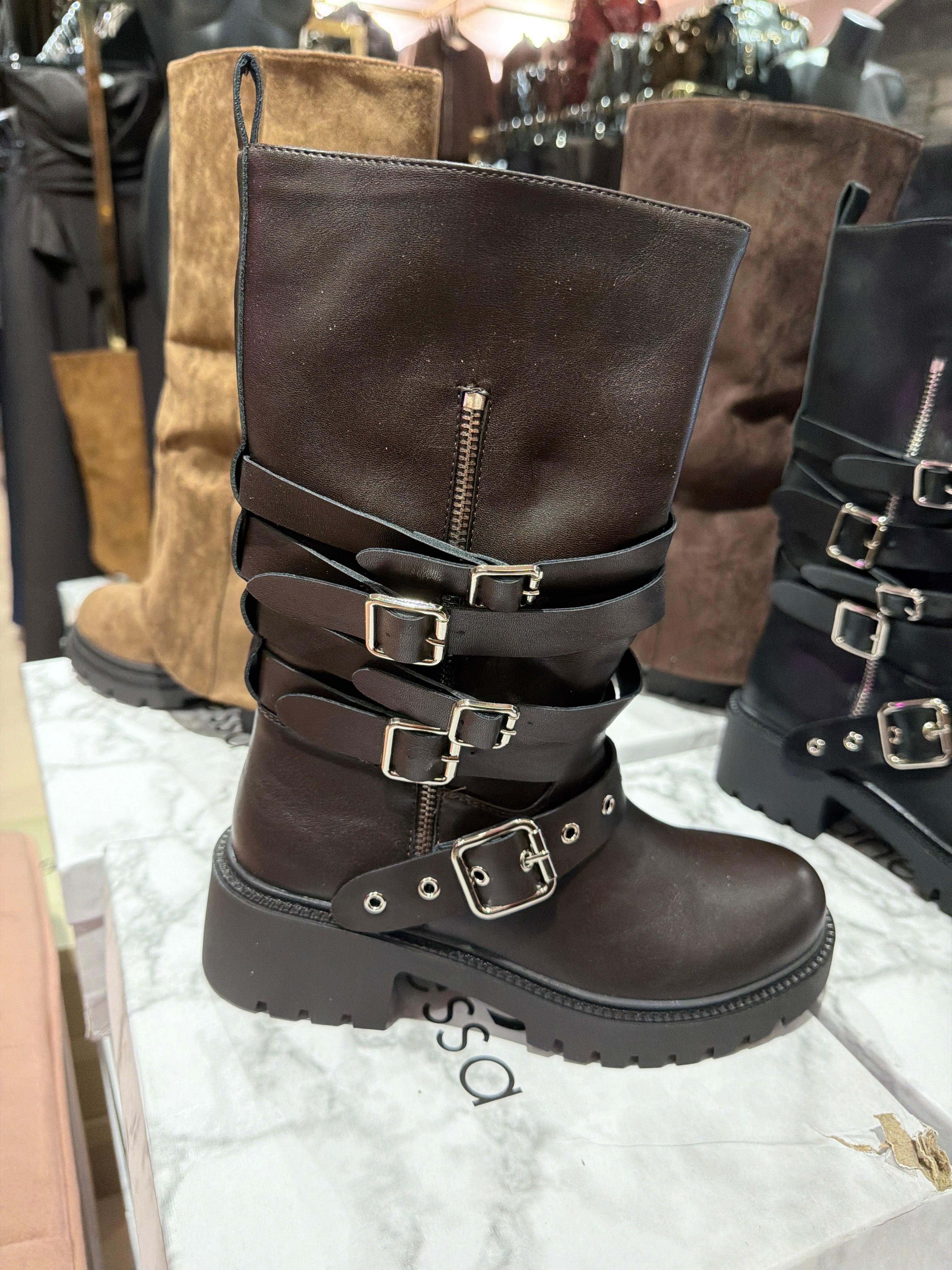 Biker boots nero e cioccolato
