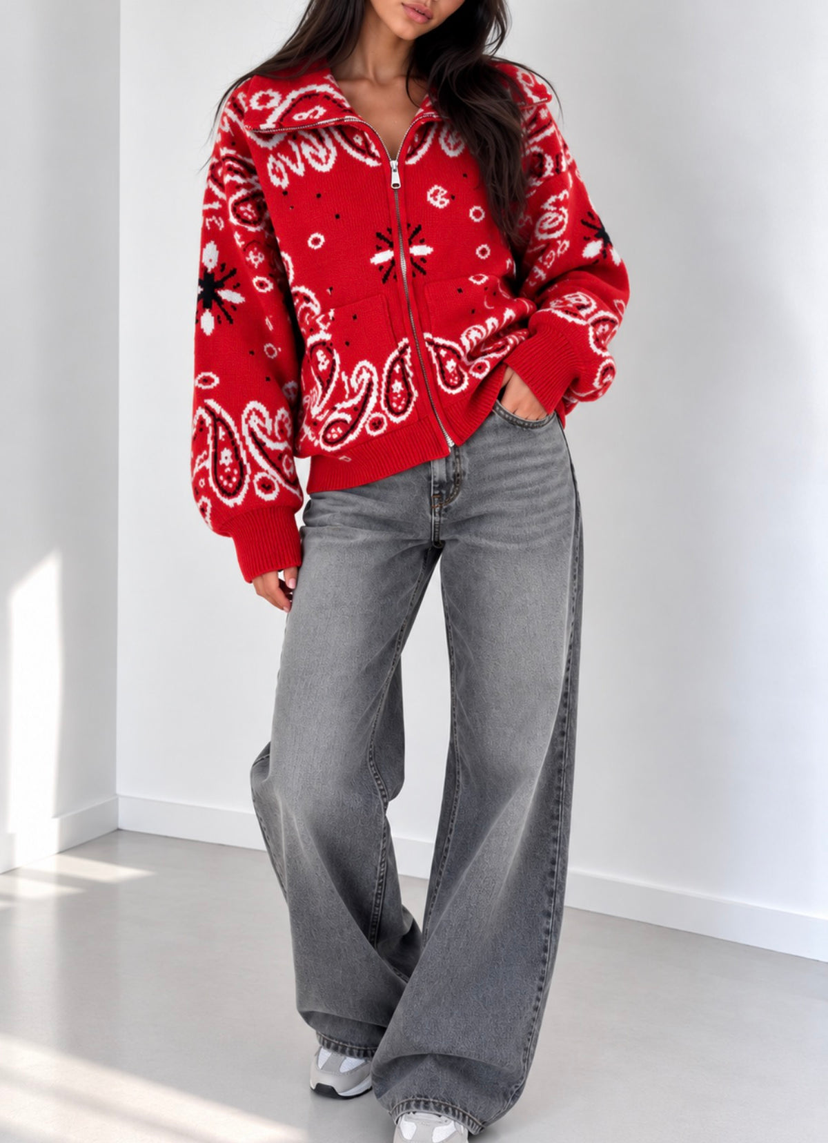 Cardigan bandana rosso