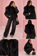 Smanicato eco pelliccia nero