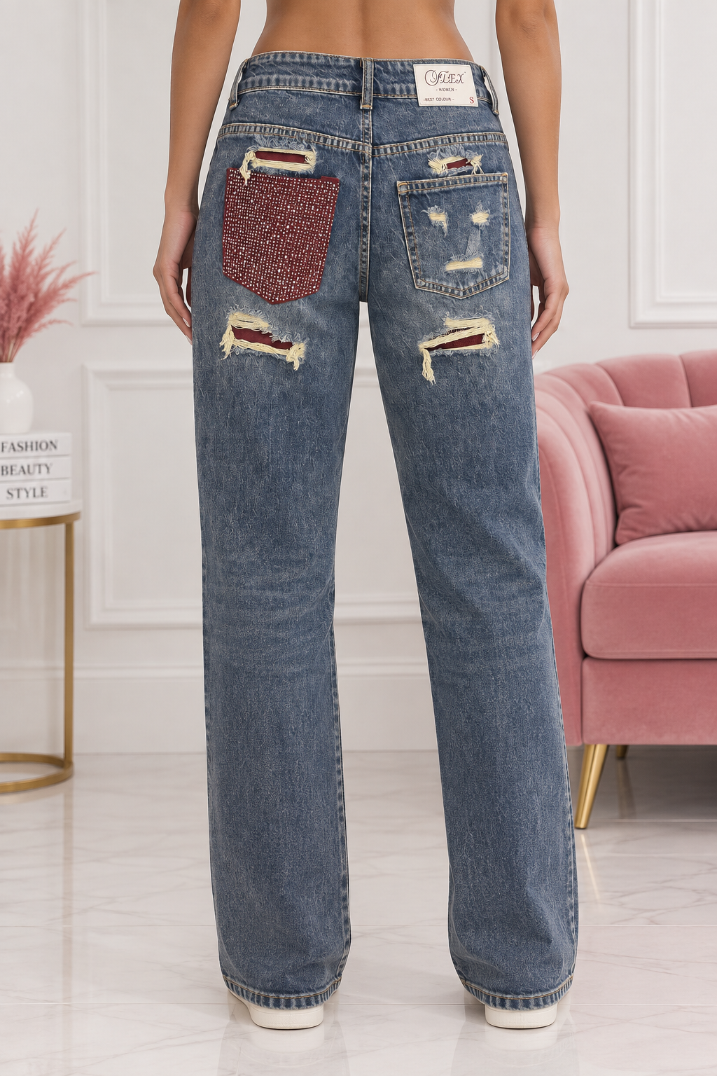 Jeans tasca bordeaux